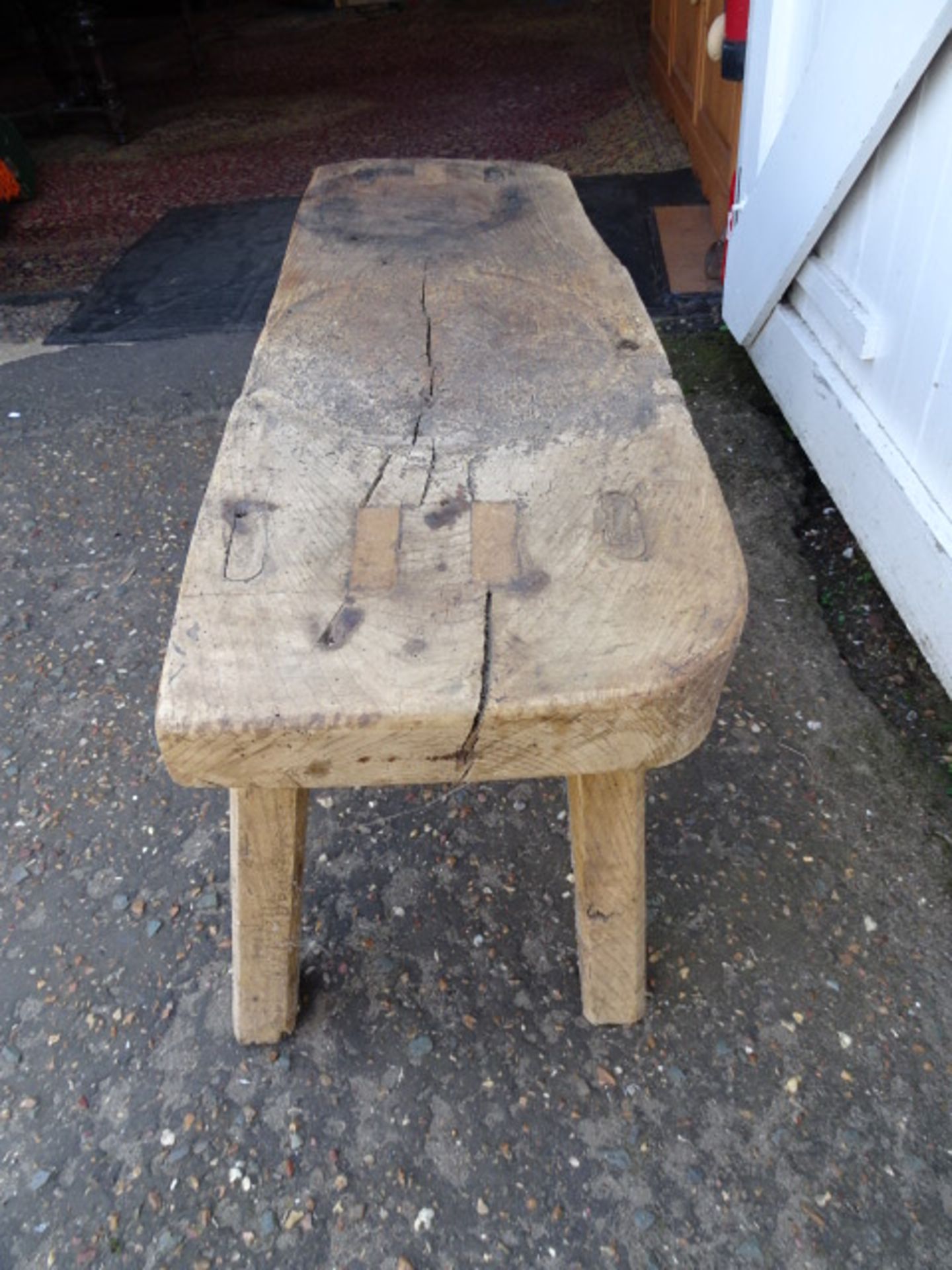 Antique elm pig bench H53cm W100cm D36cm approx - Image 2 of 3