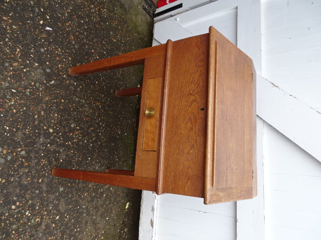 Antique oak lift top desk/bureau made in 1905 by Will Barrow of Southery, Norfolk H93cm W64cm