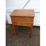 Antique oak lift top desk/bureau made in 1905 by Will Barrow of Southery, Norfolk H93cm W64cm