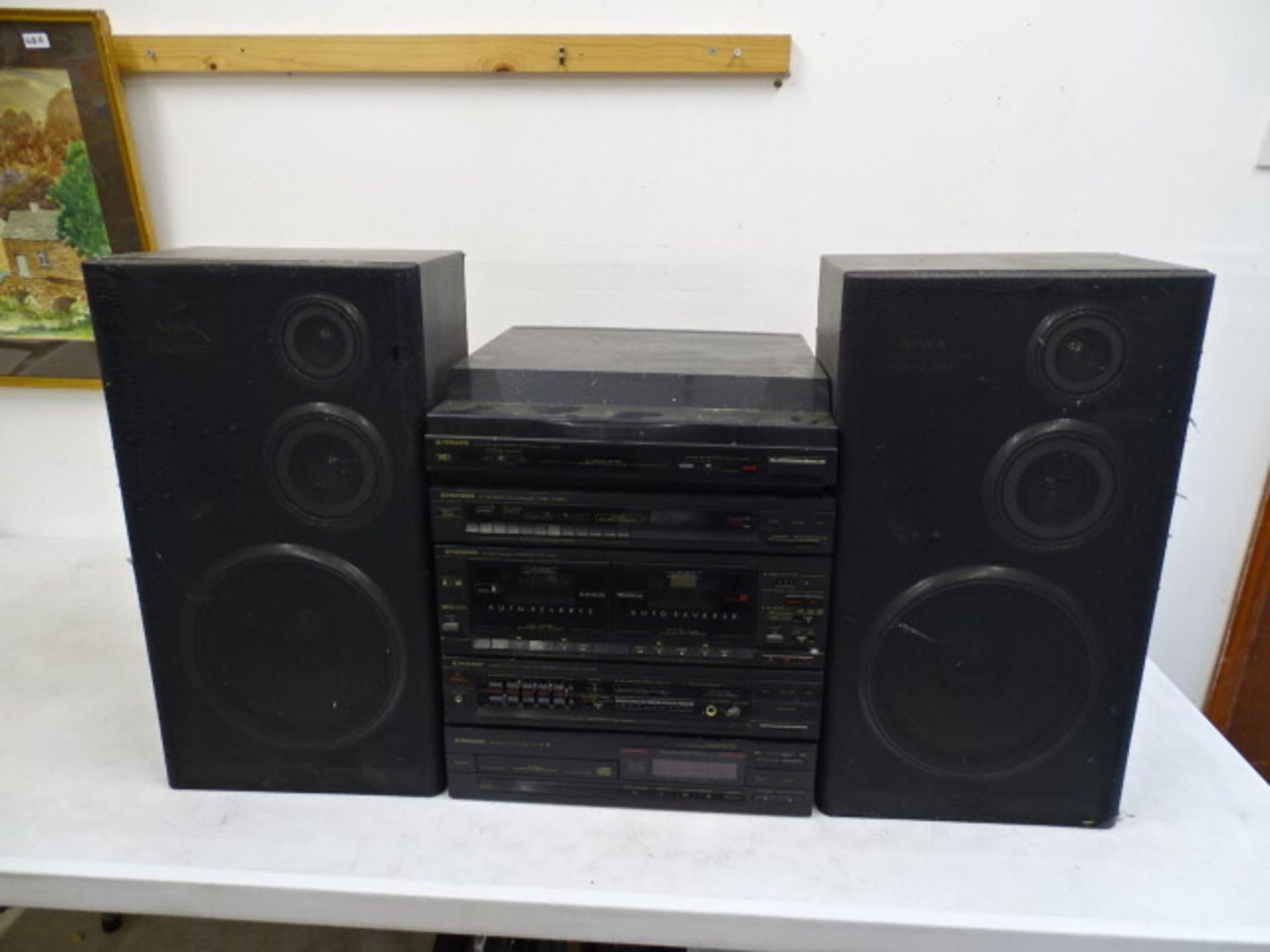 Pioneer HiFi stack system/separates and a pair of Aiwa speakers from a house clearance