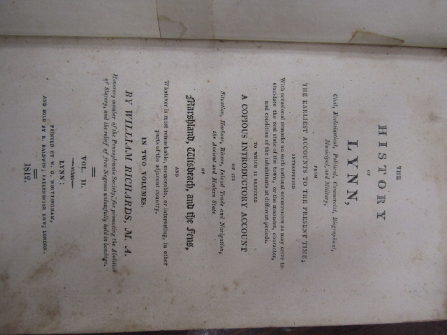 History of Lynn (Kings Lynn) in 2 volumes 1812 printed by Whittingham. boards detached, half - Image 10 of 11