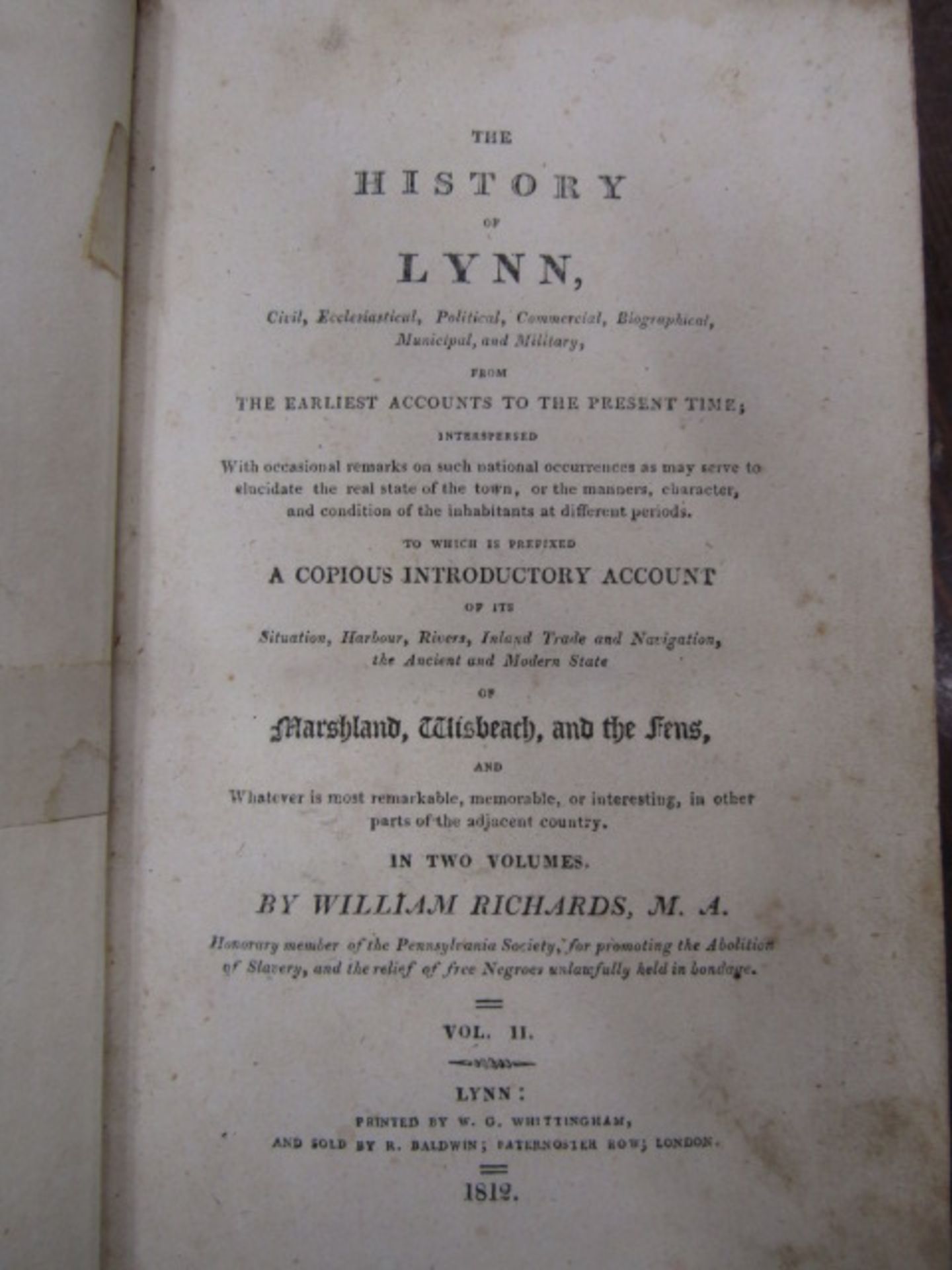 History of Lynn (Kings Lynn) in 2 volumes 1812 printed by Whittingham. boards detached, half - Image 10 of 11