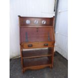 Oak Arts and Craft secretaire H130cm W79cm D37cm approx