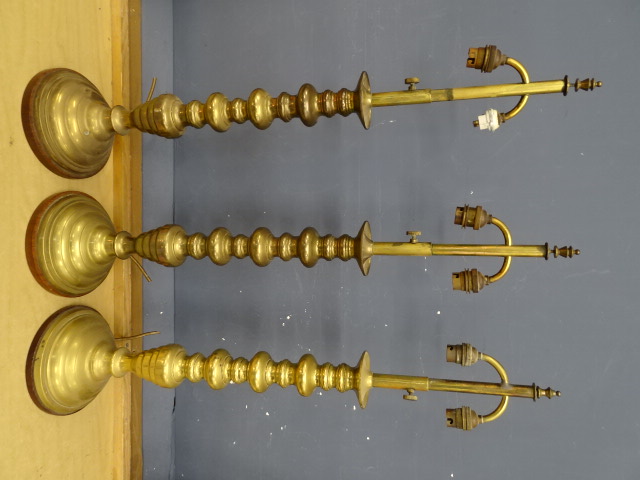 3 Adjustable brass table lamps in need of re-wiring