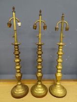 3 Adjustable brass table lamps in need of re-wiring