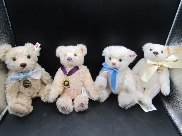 Steiff 'George', Diamond Jubilee bear, Memory bear and one made for Danbury Mint (smaller bears)