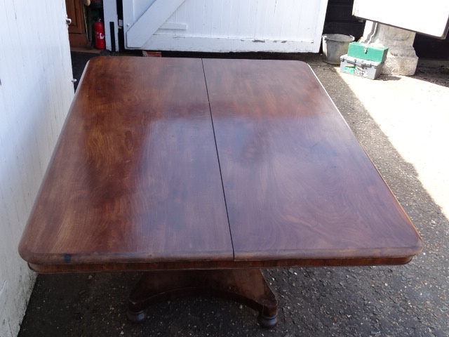 Mahogany tilt top dining table (missing brass screws, some woodworm to pedestal base and top needs - Image 2 of 6