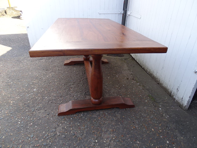 Hardwood refectory dining table H75cm Top 90cmm x 180cm approx - Image 2 of 3
