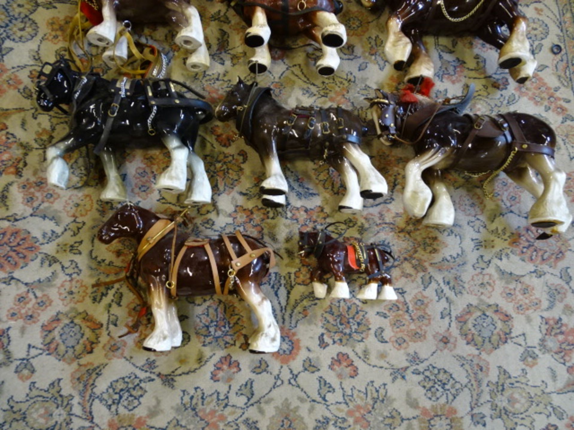 Collection of Shire horses and carts (some horses have missing ears etc and most carts are in need - Image 2 of 10