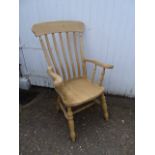 Farmhouse slat back elbow chair