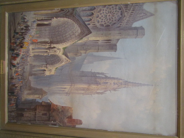 Chartres Cathedral print on board in plaster frame 61x83cm - Image 6 of 8