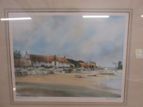 Jeremy Barlow pencil signed  and titled print Burnham Overy Staithe 45x39cm