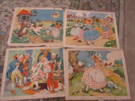 4 vintage nursery rhyme prints