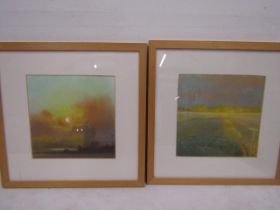 Jon Pryke original pastel paintings of sunsets 41x41cm