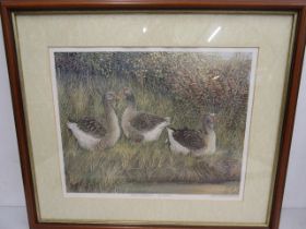 A hand signed print of geese 56x48cm