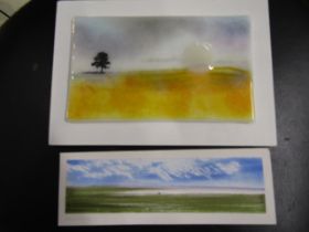 Katie Millard original watercolour of Morston to Wells scene (tiny- 16x6cm- no frame) and a Upper