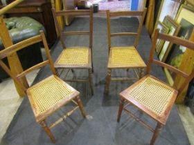 set 4 Elm cane seat chairs