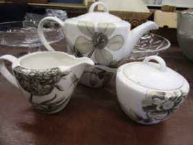 Royal Sanderson tea 3 piece, Dartington footed dish, a ceramic watering can, punch bowl set etc
