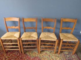 A set  4 Dutch  'Van Gogh'  rush seat chairs