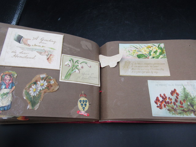 Victorian scrap book in red album 1880's - Image 18 of 18