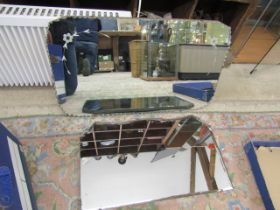 2 vintage mirrors one with etching and bevelled edge