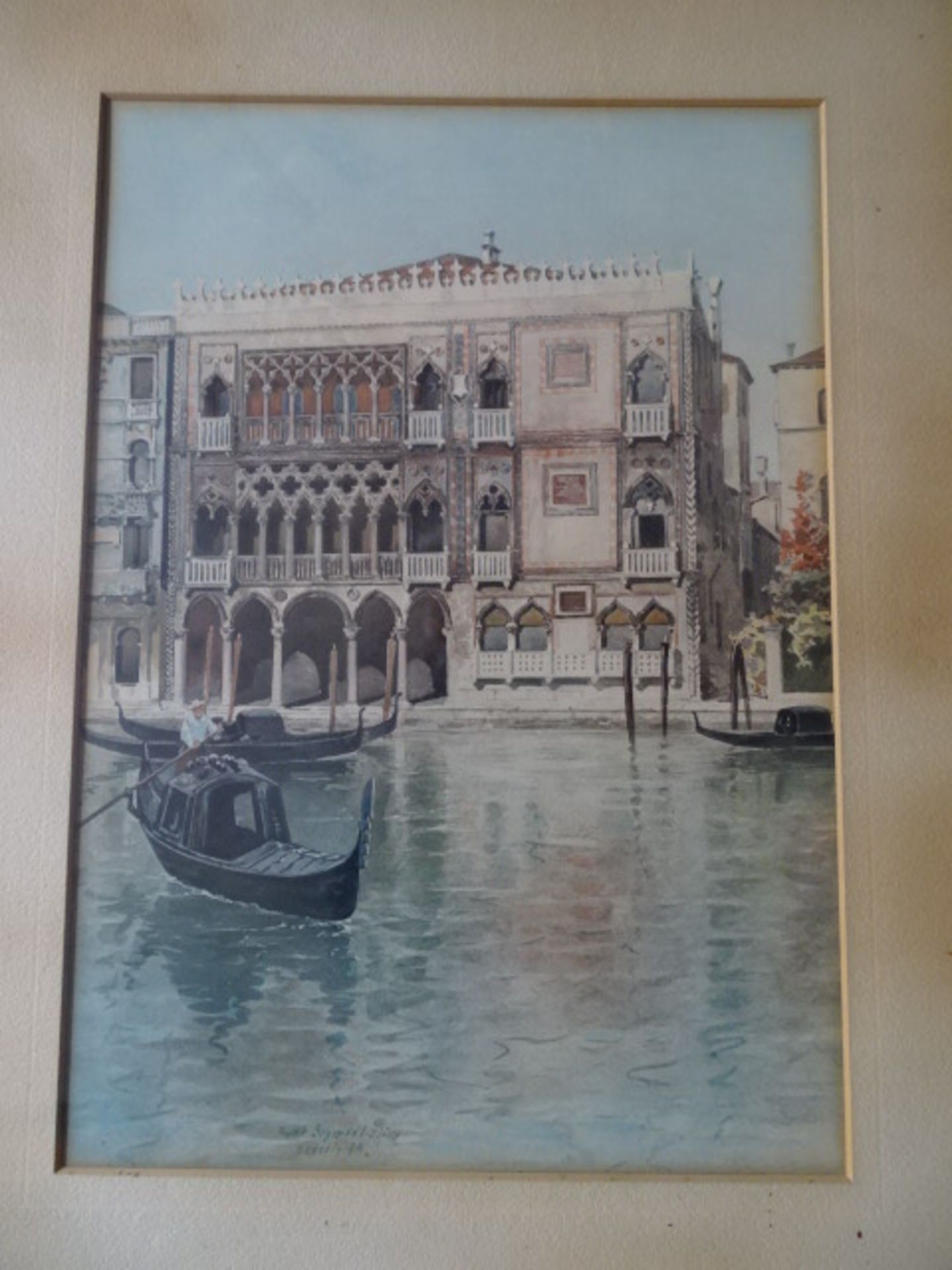 Watercolour of a Venetian scene, framed and glazed 52cm x 65cm approx - Image 2 of 3