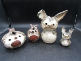 4 Briglin pottery animal money boxes