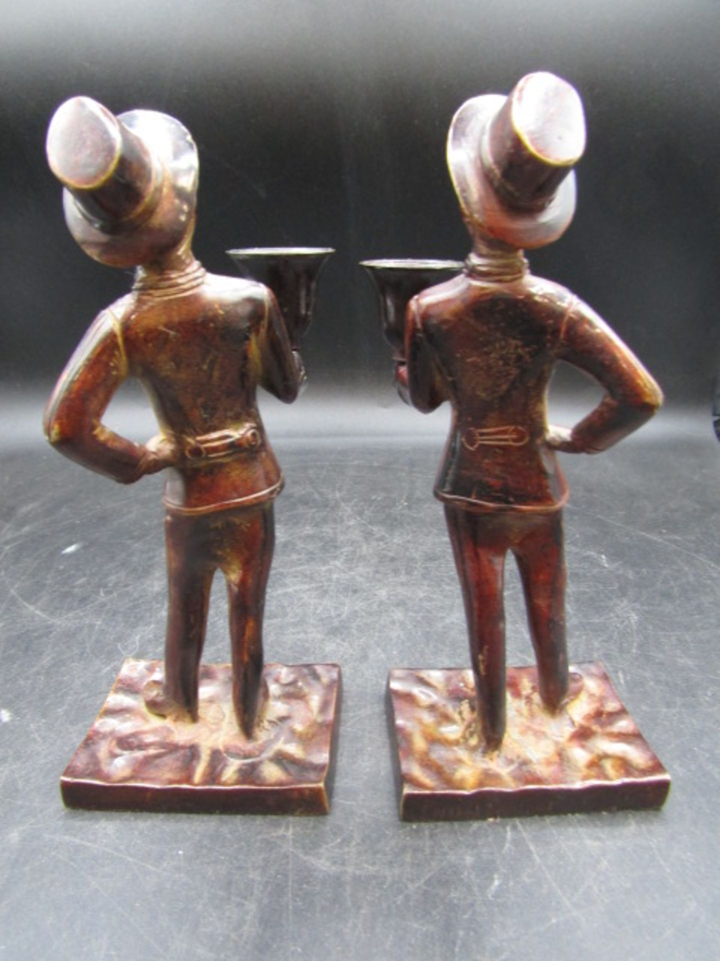 A pair of Bronze bell ringers 20cm H - Image 4 of 5