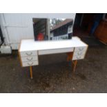 Mid century dressing table with mirror H73cm W130cm D40cm approx