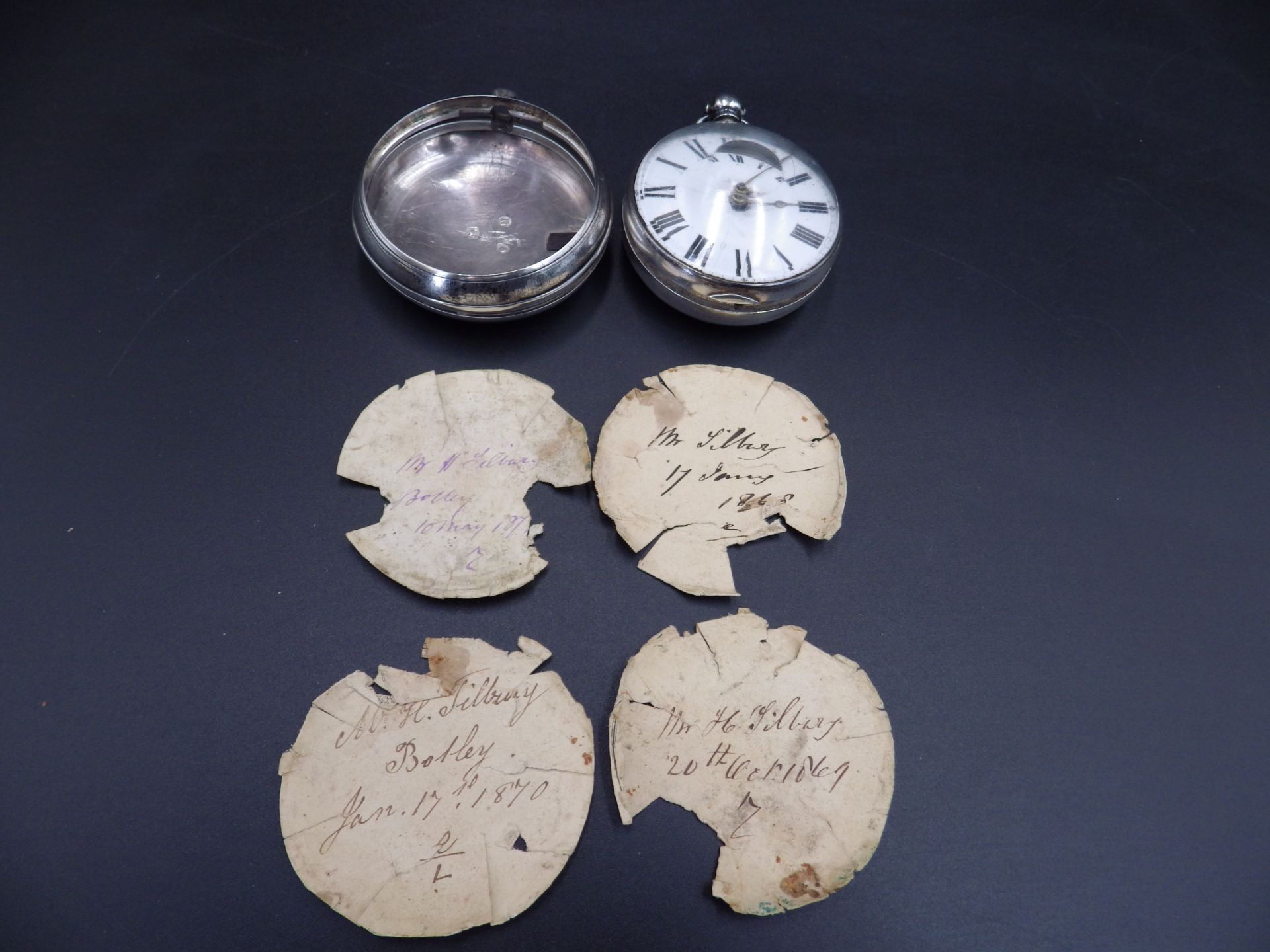 Silver pair cased verge fusee pocket watch - case hallmarked 1835 London, by Horatio and George - Image 7 of 9