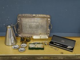 Silver plated tray presented by the P & B District Railway No.3 contract to Miss Everett Stewart