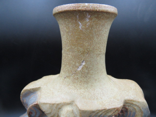 Bernard Rooke pottery decanter  hairline crack and chip around neck - Image 2 of 5