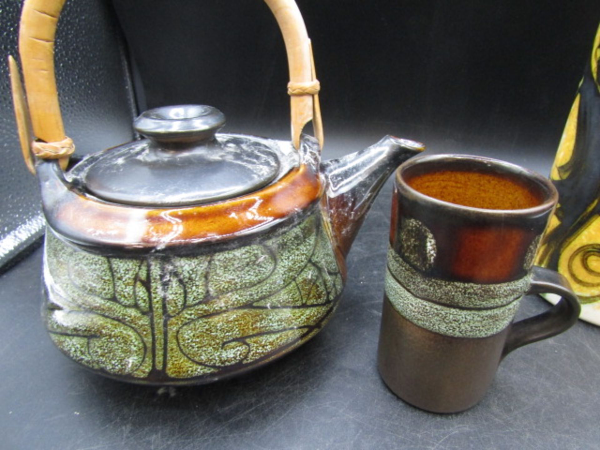 Celtic pottery Newlyn vases, mug, coffee pot and tea pot - Image 4 of 8