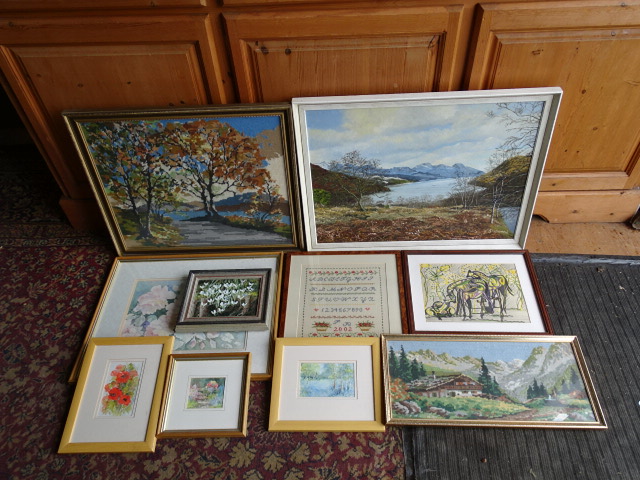 Framed paintings, prints and tapestries