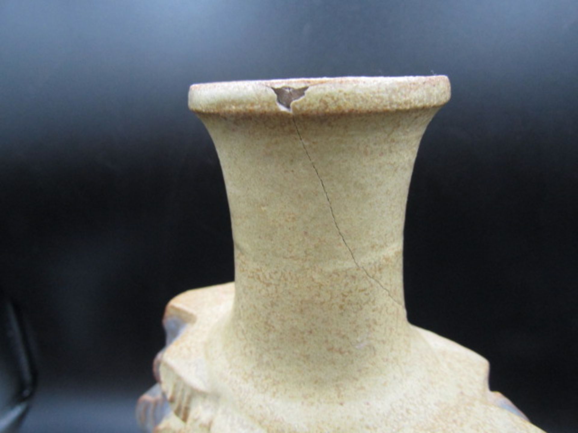 Bernard Rooke pottery decanter  hairline crack and chip around neck - Image 3 of 5