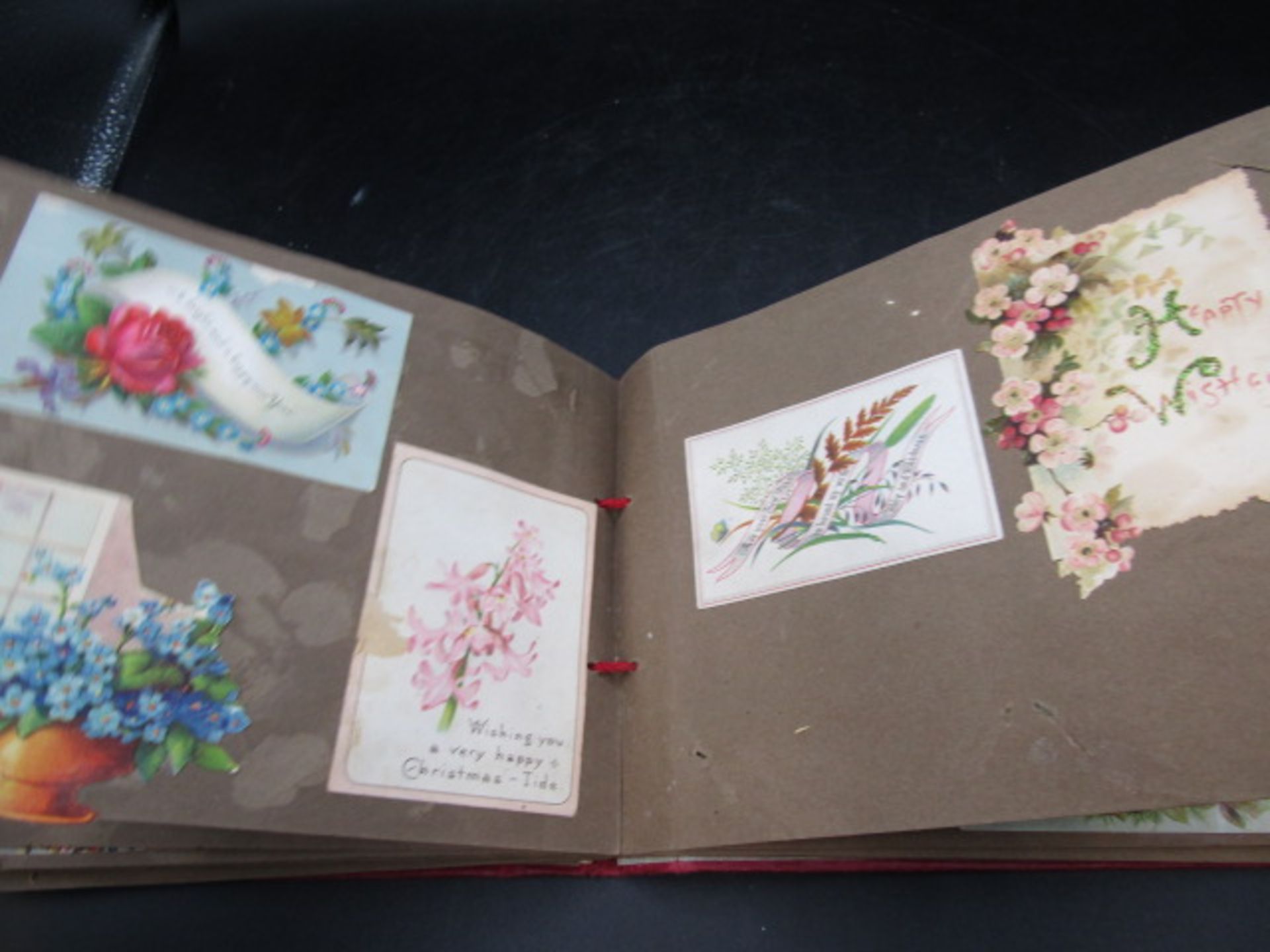 Victorian scrap book in red album 1880's - Image 17 of 18