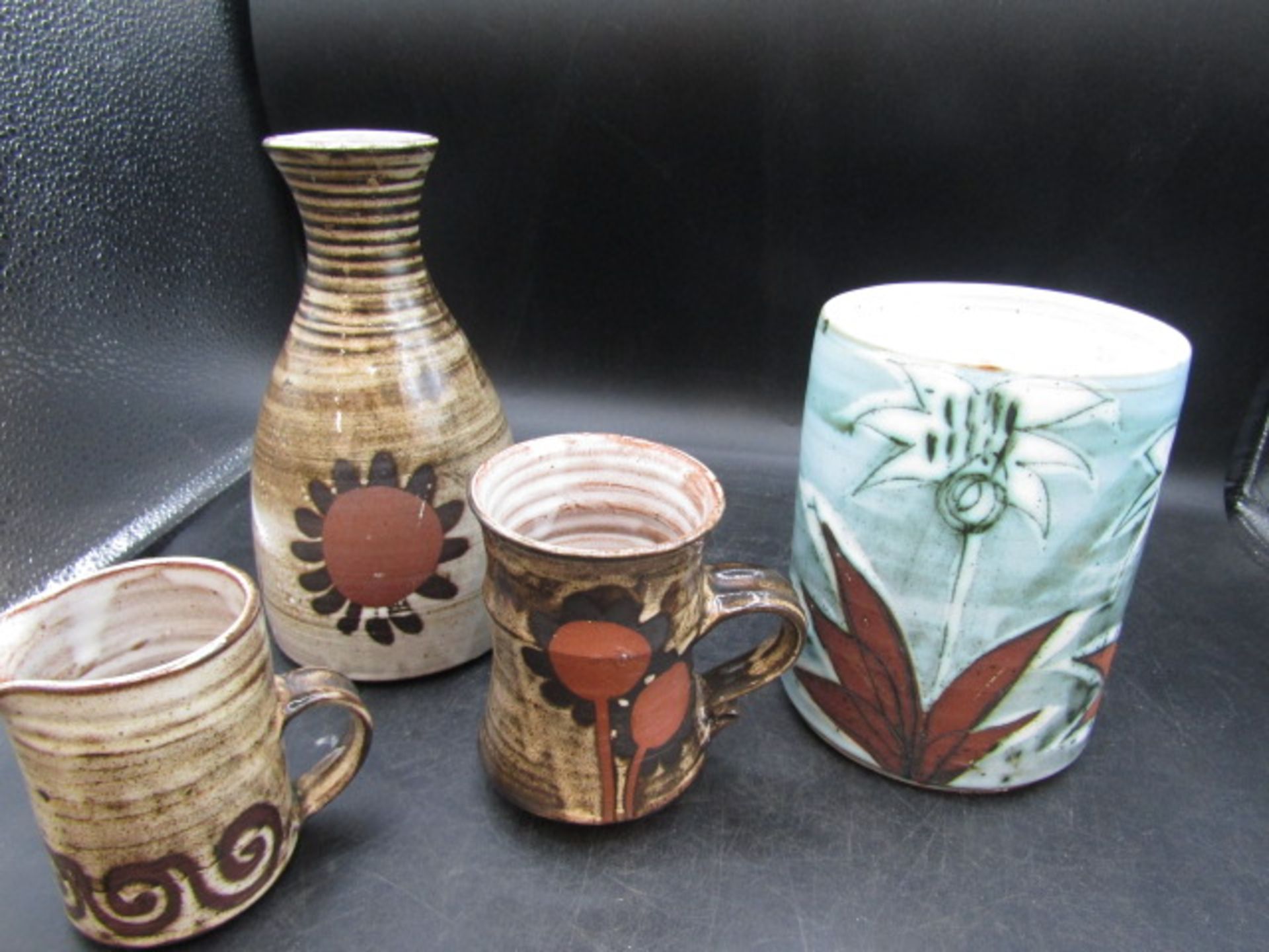 Briglin Pottery 2 vases, mug and milk jug