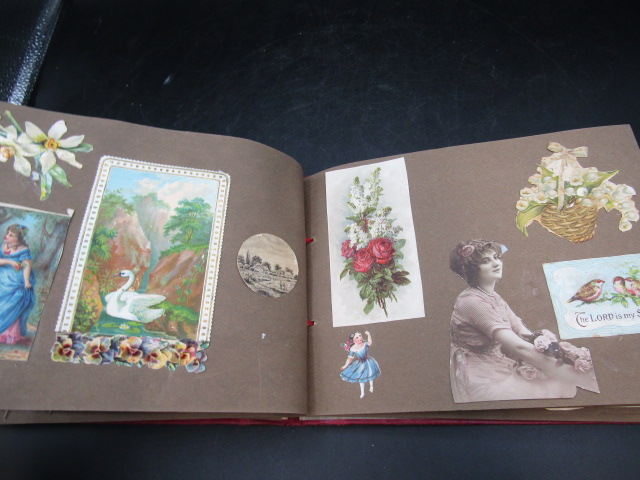 Victorian scrap book in red album 1880's - Image 12 of 18