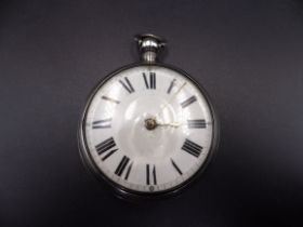 Silver pair cased verge fusee pocket watch - case hallmarked 1835 London, by Horatio and George