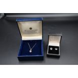 9ct diamond and sapphire (stud earrings) and pendant set (boxed) total weight 4.08g