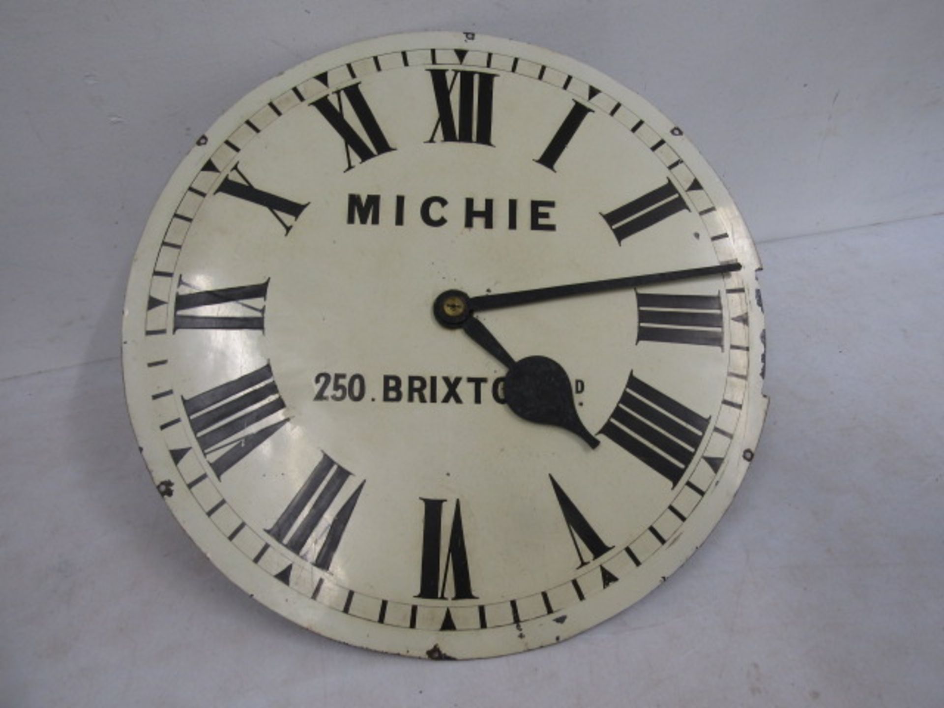 Michie factory clock with fusee movement 50cm dia