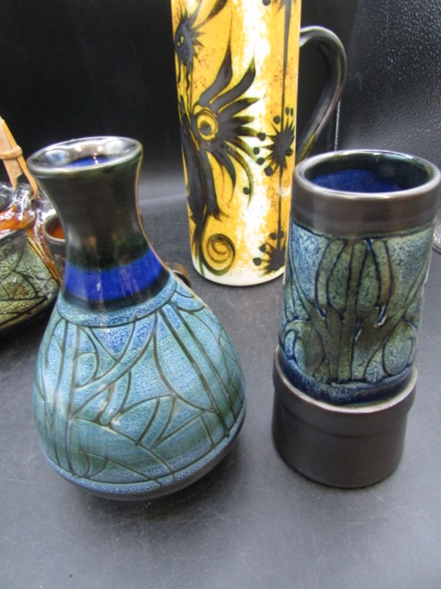 Celtic pottery Newlyn vases, mug, coffee pot and tea pot - Image 2 of 8