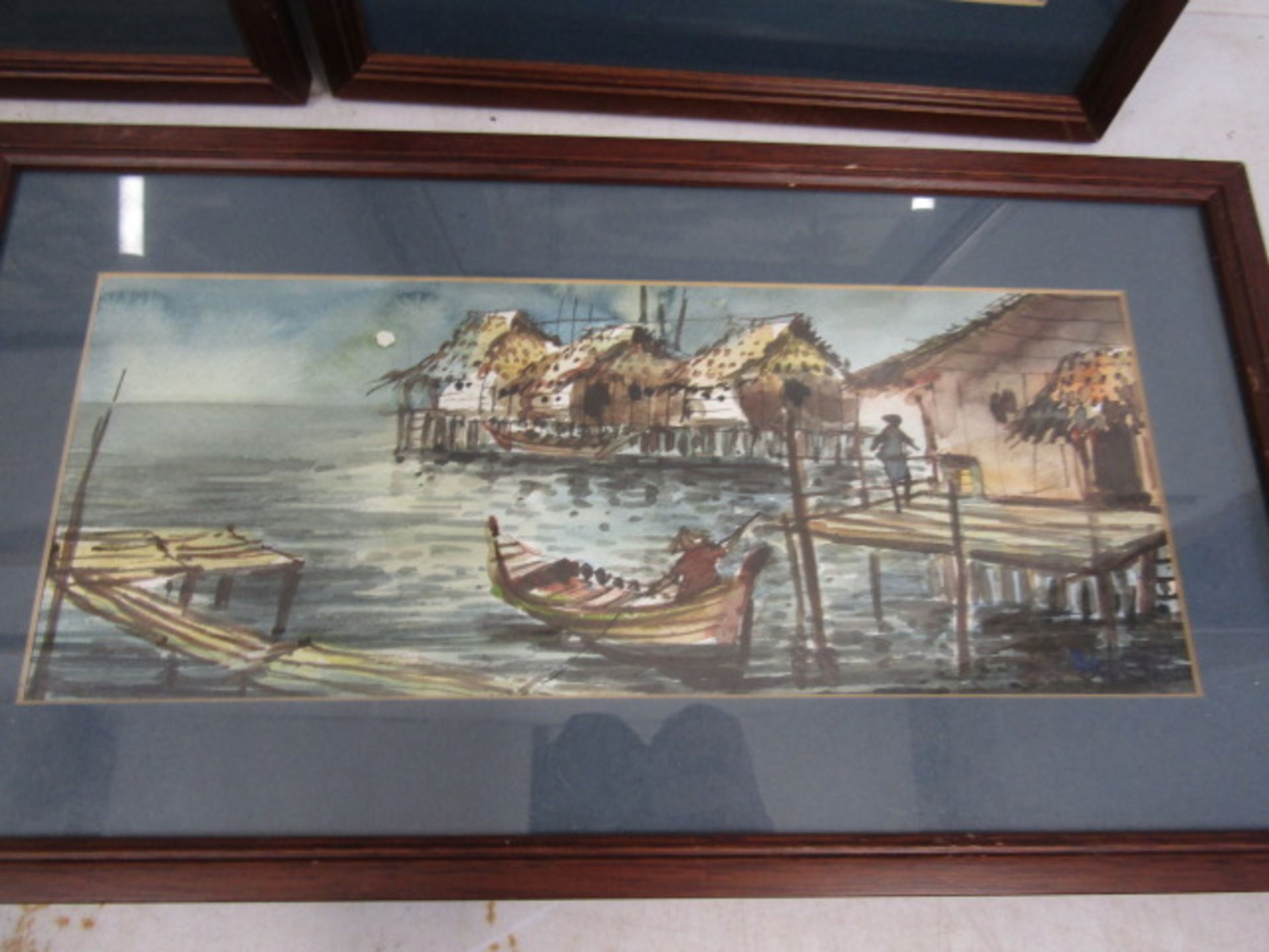 6 x Eastern watercolours signed Cheng largest 38x22cm one has broken glass - Image 6 of 8