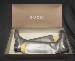 Pair of Gucci grey leather riding boots