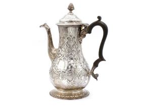 George II chased silver coffee pot