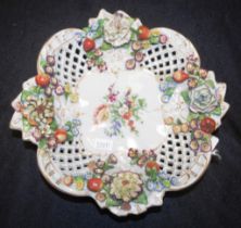 Early German pierced & encrusted floral bowl