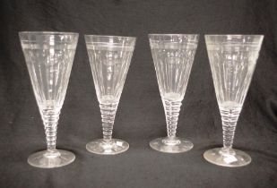 Four Good Stuart crystal stemmed wine glasses