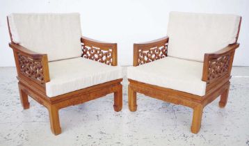 Pair of Chinese carved hardwood armchairs