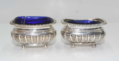 Two sterling silver salt cellars