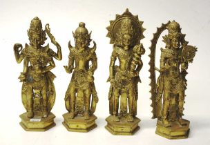 Group of 4 oriental brass Buddha figures
